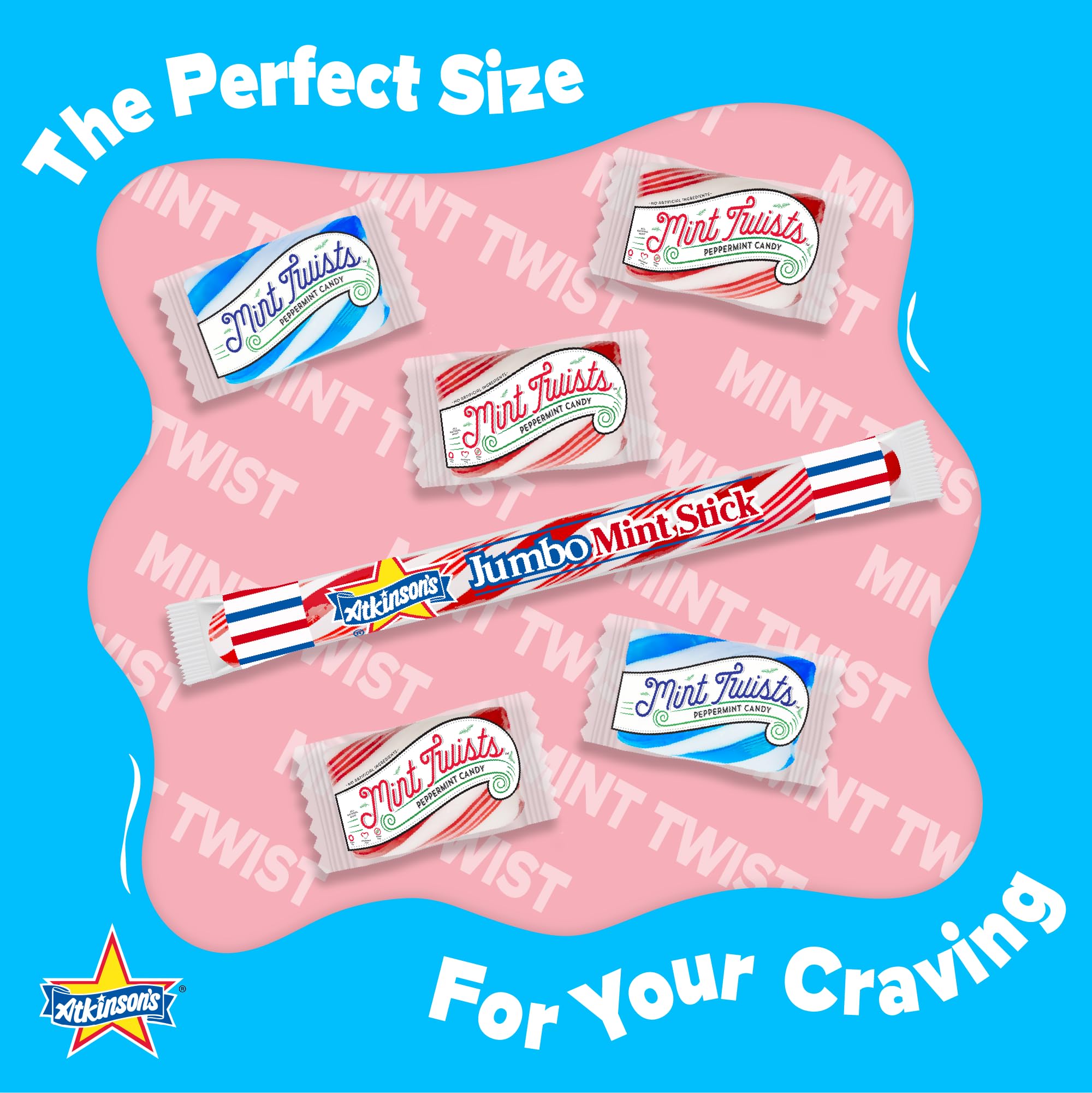 Atkinson's close view of an individually wrapped mint highlighting freshness