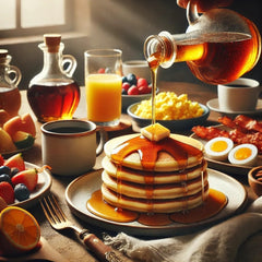 Atlantic Rush maple candies beside syrup spoon illustrating authentic syrup ingredient