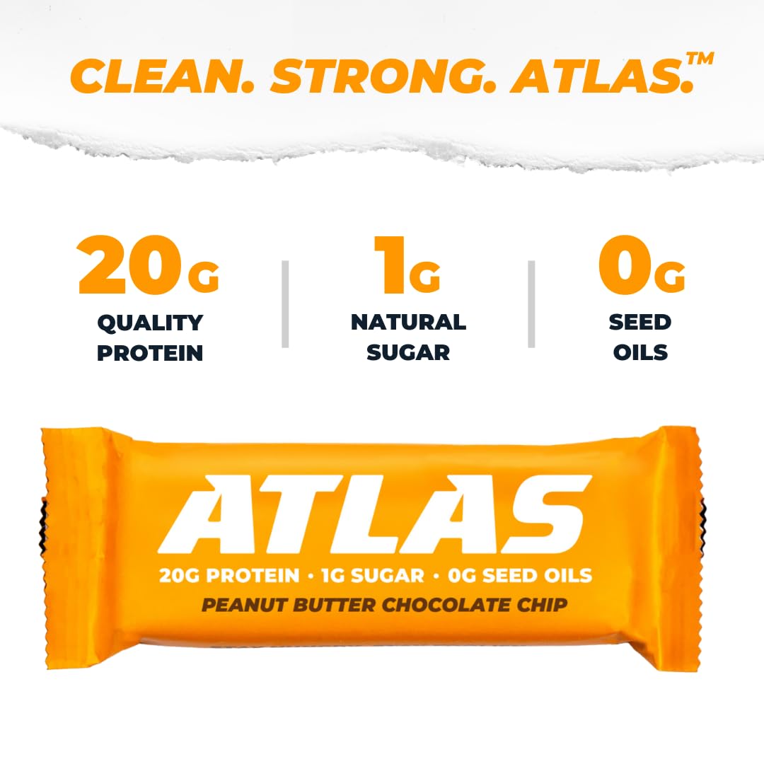 Atlas Protein Bar close-up texture with chocolate chips for rich flavor