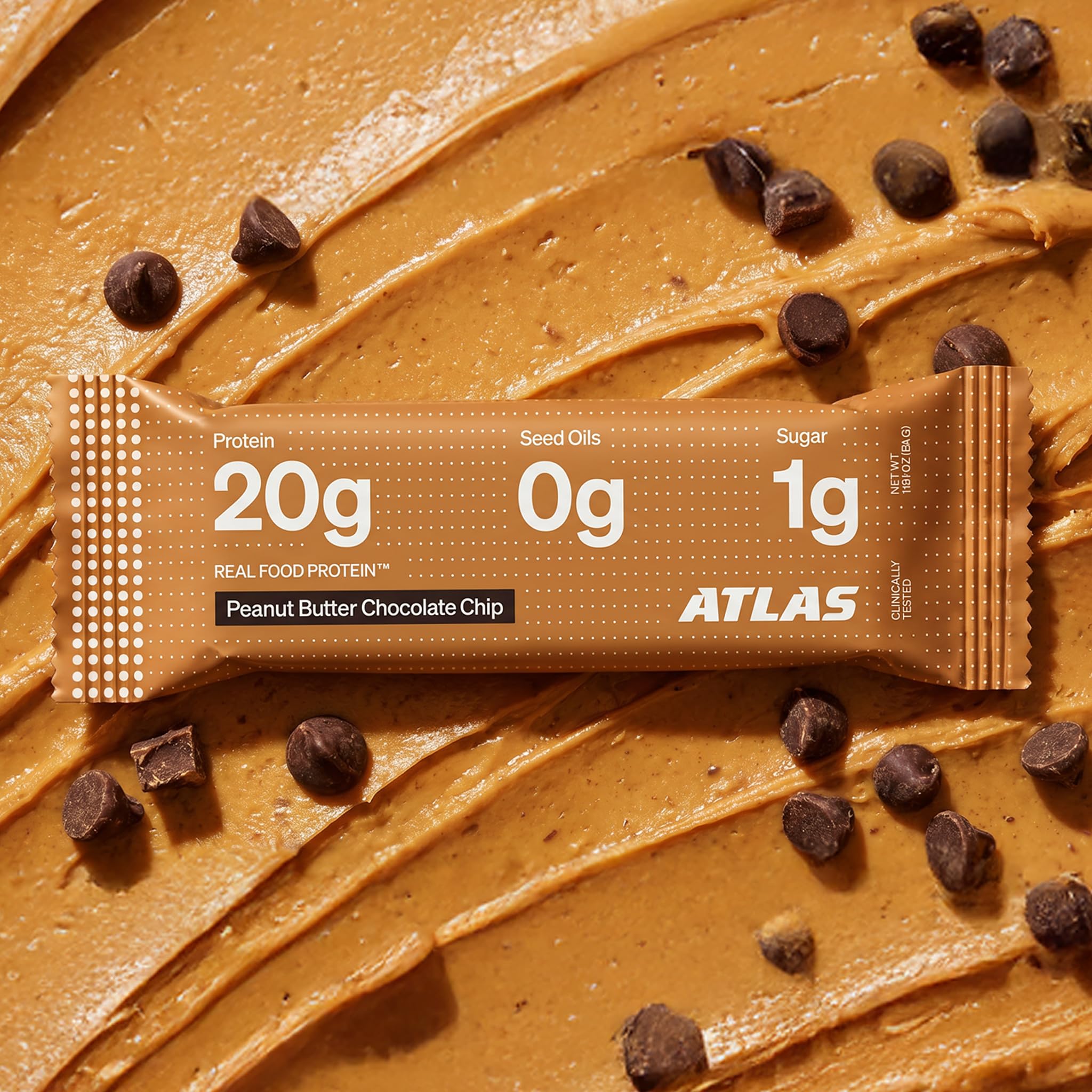 Atlas Protein Bar held in hand to show size and convenient on-the-go portion