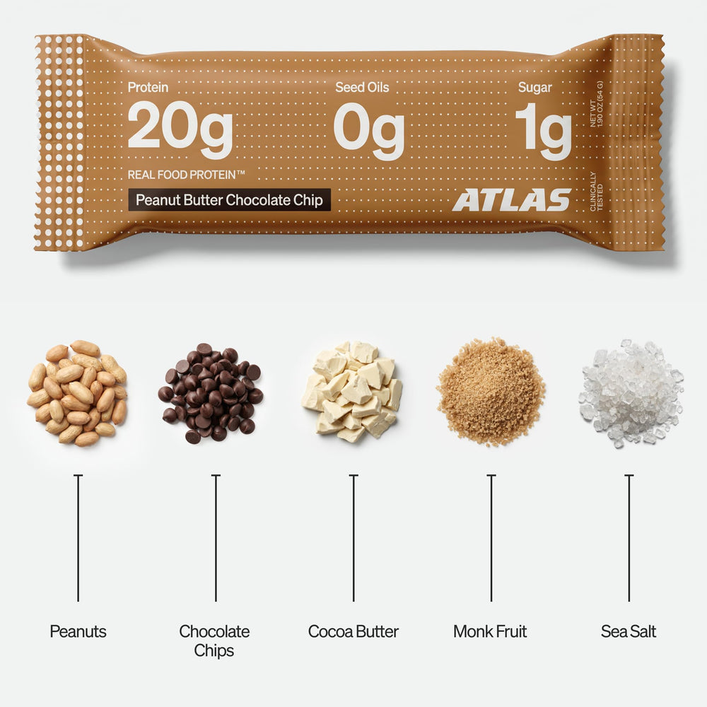 Atlas Protein Bar cross-section texture showing dense fiber and protein-packed interior