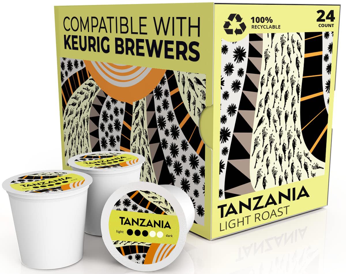 Atlas Coffee Club front packaging showing Tanzania pods and flavor callout