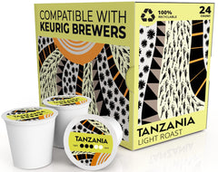 Atlas Coffee Club front packaging showing Tanzania pods and flavor callout