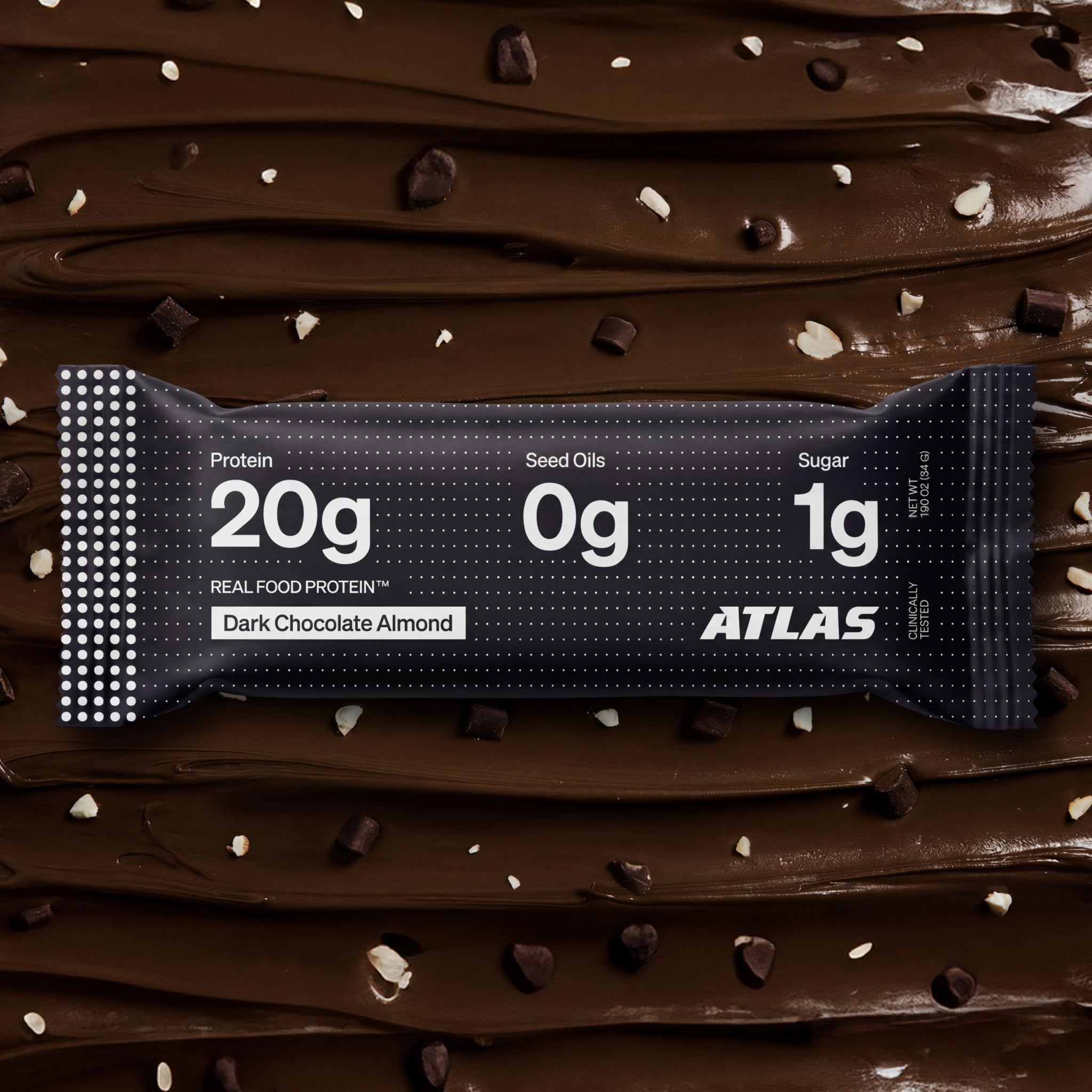 Atlas Protein Bar ingredients label view highlighting no seed oils or artificial sweeteners