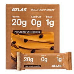 Atlas Protein Bar front packaging showing product benefits and clean ingredients
