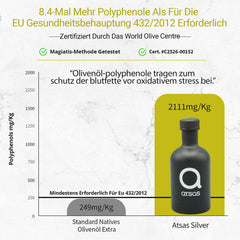 Close-up of Atsas dark glass highlighting light protection for longer freshness benefit