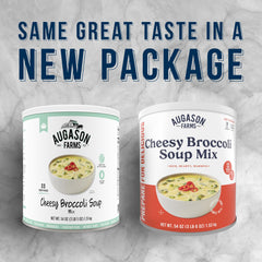 Augason Farms open can with dehydrated mix showing easy storage benefit