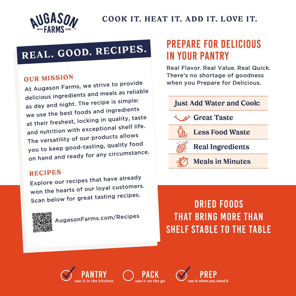 Augason Farms can beside common items to show portion size and portability benefit