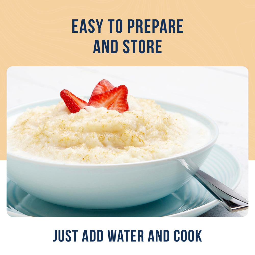 Augason Farms cooked porridge in bowl illustrating quick hot breakfast