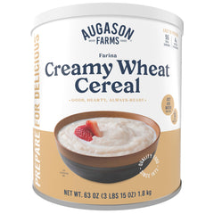 Augason Farms front can view showing label and 55 servings benefit