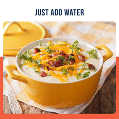 Augason Farms soup being poured into pot demonstrating quick stovetop prep