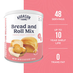 Augason Farms open can with fine bread mix texture for easy baking