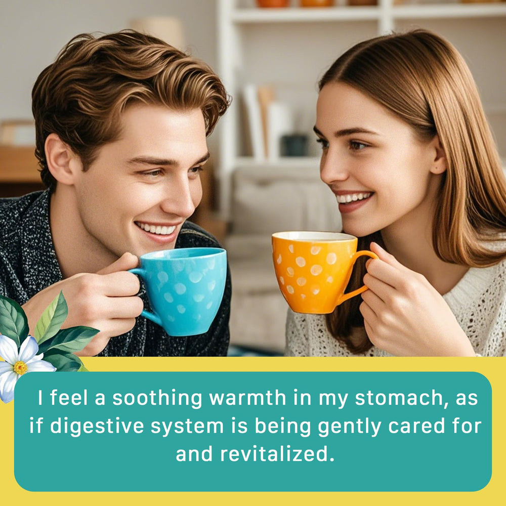 Auranic brewed cup steaming to show warming comfort and calming aroma