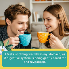 Auranic brewed cup steaming to show warming comfort and calming aroma