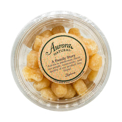 AURORA ginger chunks in a white bowl ready for snacking and recipe use