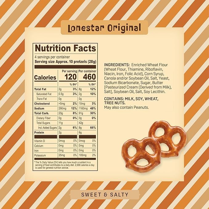 Austin Pretzel Co. Lonestar Original close-up highlighting crunchy toffee coating benefit