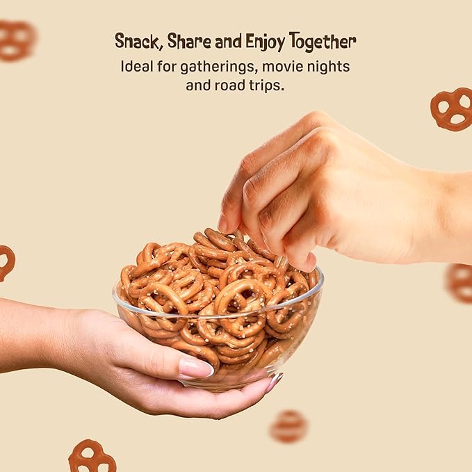 Austin Pretzel Co. in hand to show 4 oz size and portable convenience