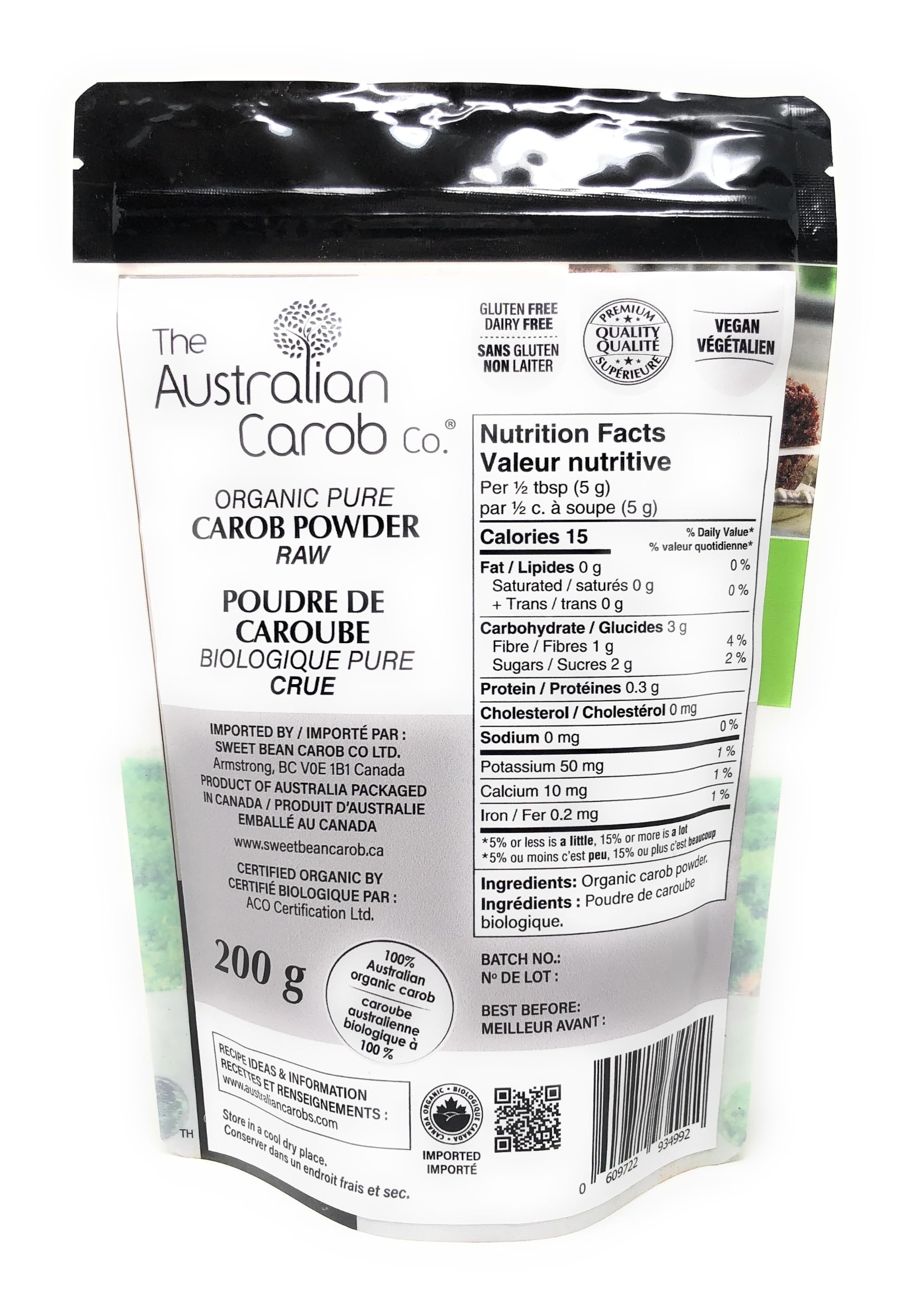Close-up of fine carob powder texture from The Australian Carob Co. for smooth blending