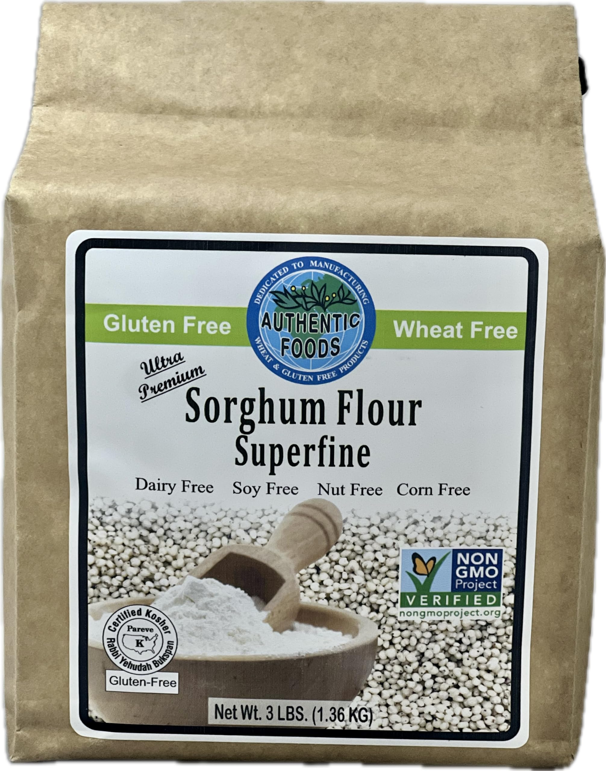 Authentic Foods front pack showing 3 lb bag and clear labeling for easy identification