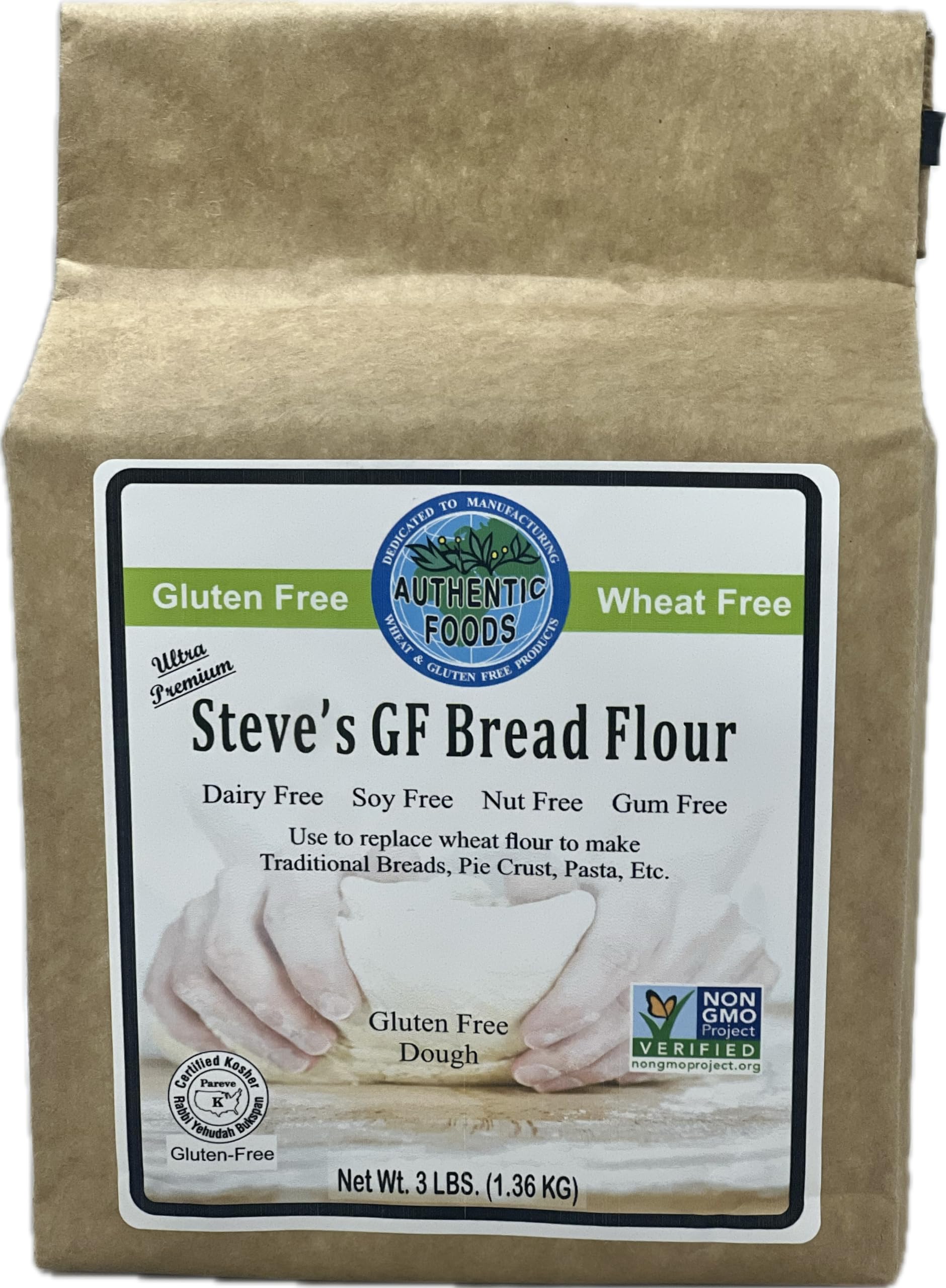 Authentic Foods Steve's GF front packaging highlighting easy gluten-free baking confidence