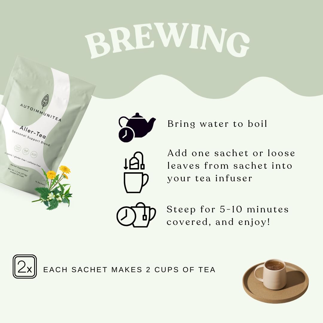 Autoimmuni-Tea ingredient label on tag showing blend details and organic transparency
