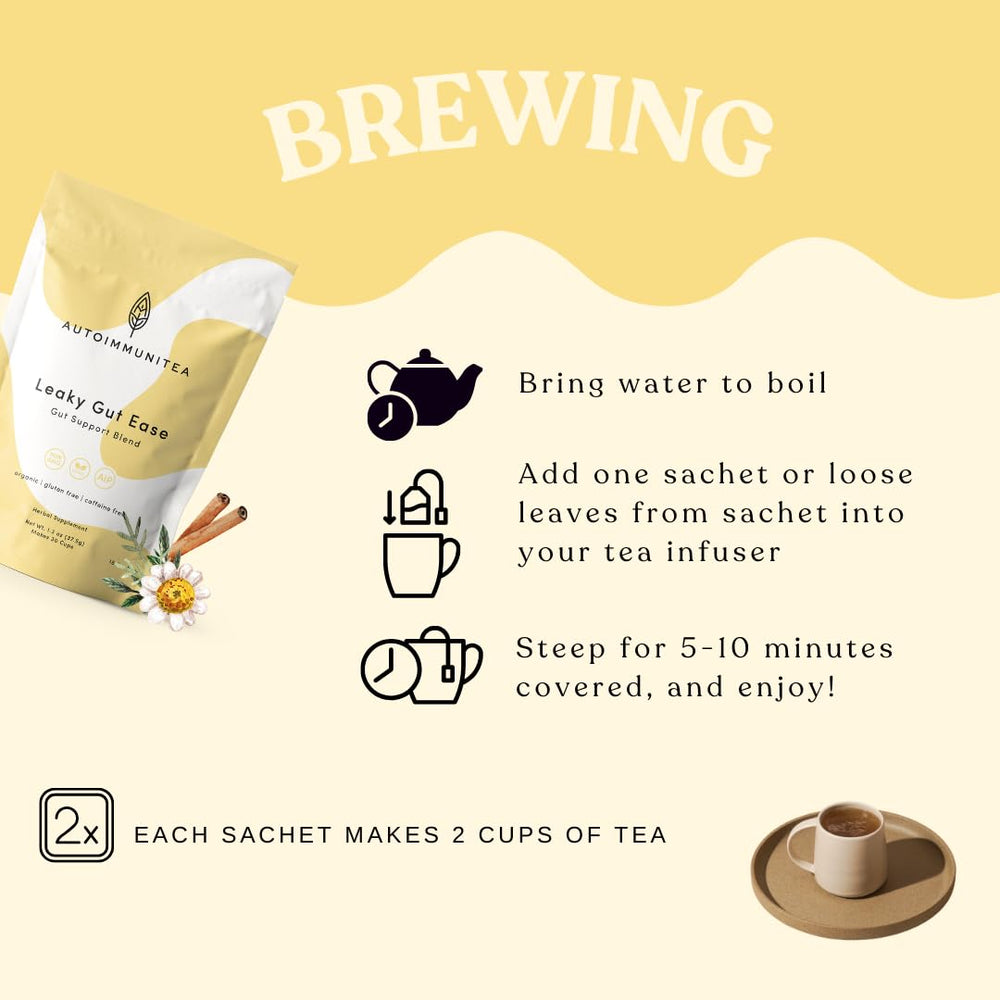 Autoimmuni-Tea label detail with organic and AIP certifications for quality assurance