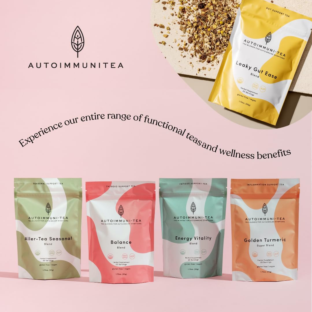 Autoimmuni-Tea cup on kitchen table in lifestyle scene for daily digestive routine