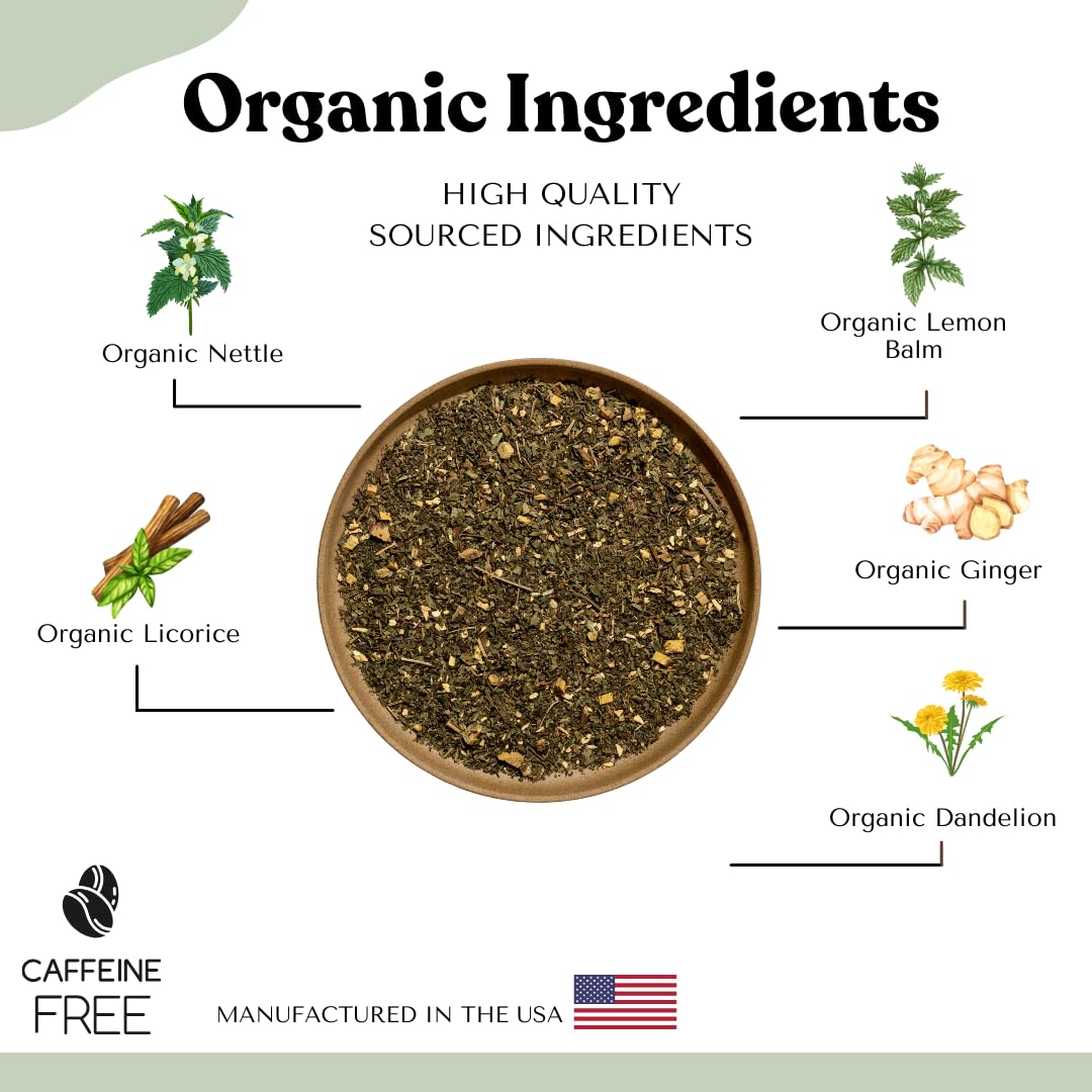 Autoimmuni-Tea loose-leaf scoop with herbs showing natural ingredients and aroma