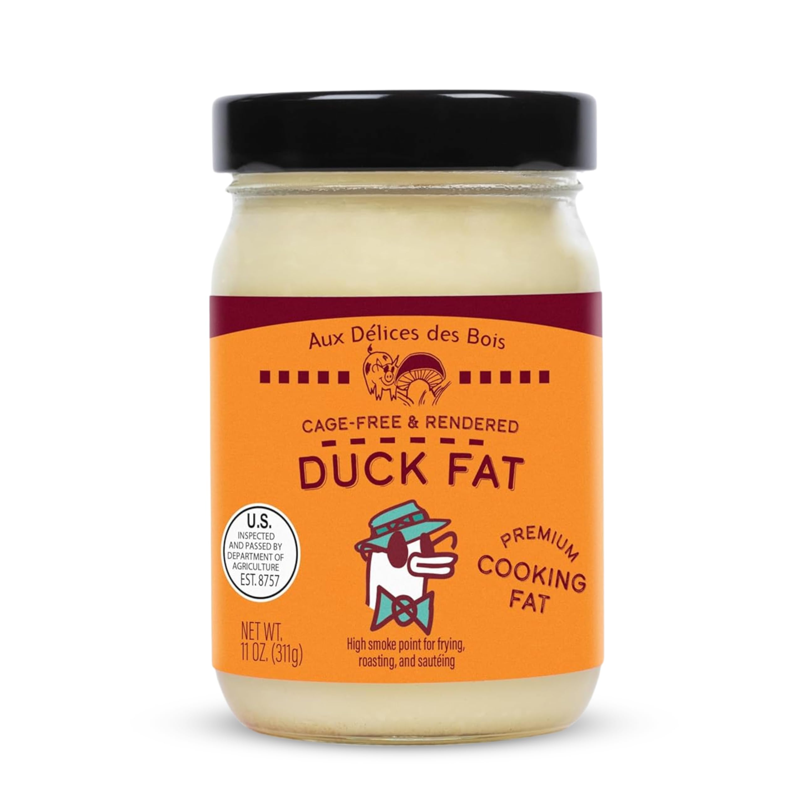 Aux Délices des Bois jar front showing branding and premium packaging for pantry benefit