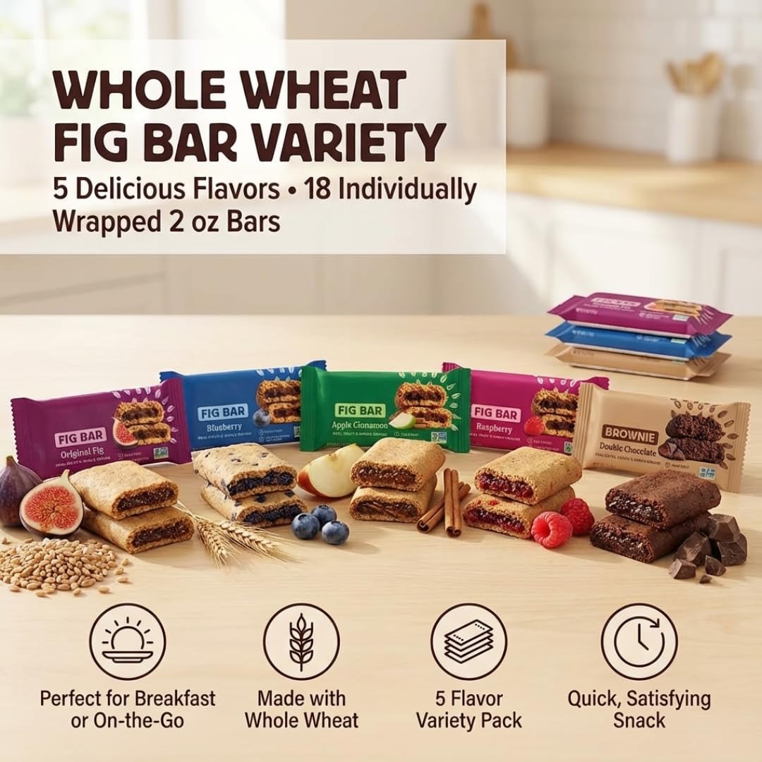 Avama close-up of a fig bar cut open revealing soft fruit center and whole wheat texture