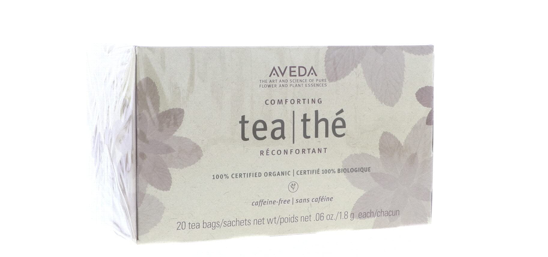 Aveda tea in hands conveying comfort and easy preparation on the go