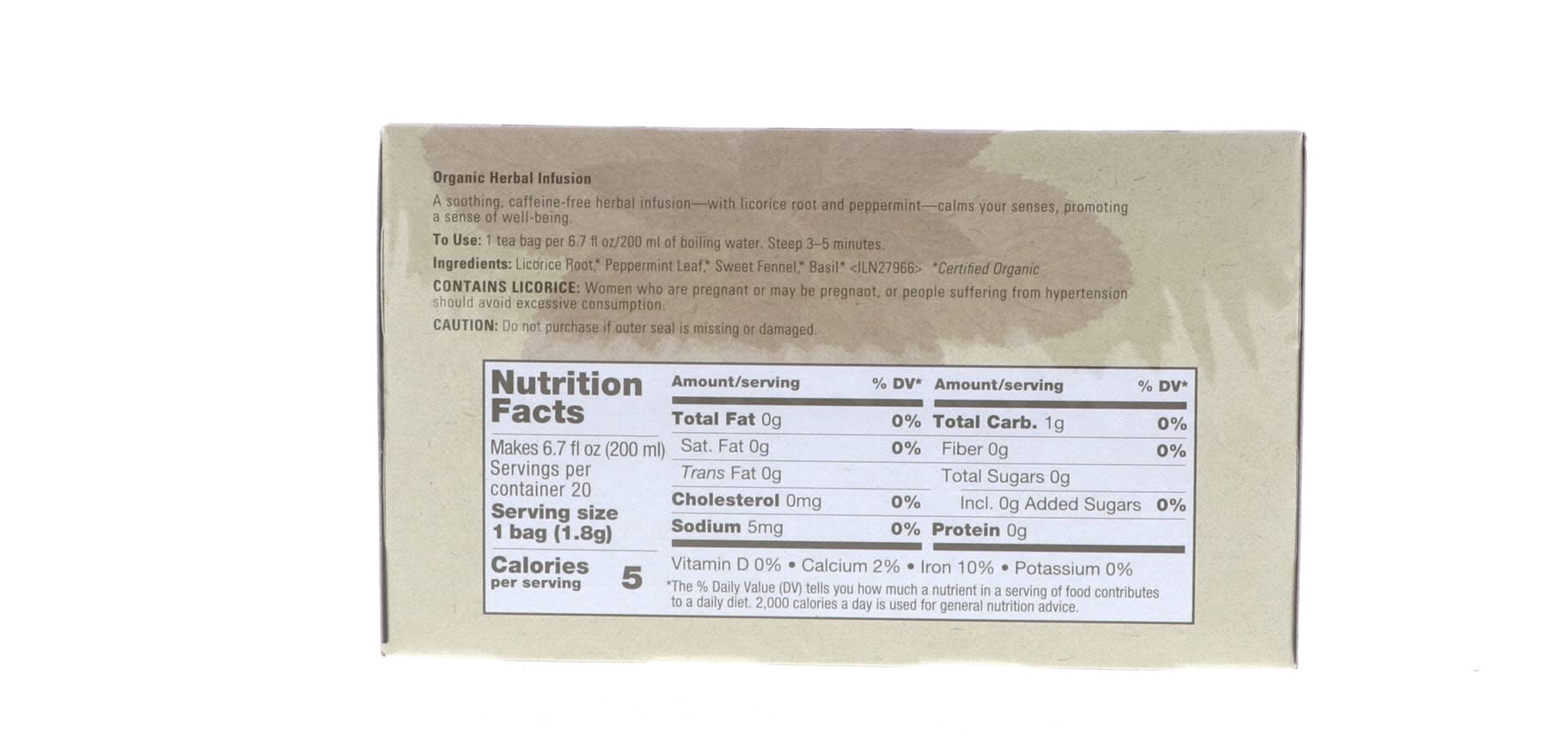Aveda close-up of teabag texture and herbs highlighting quality and natural feel