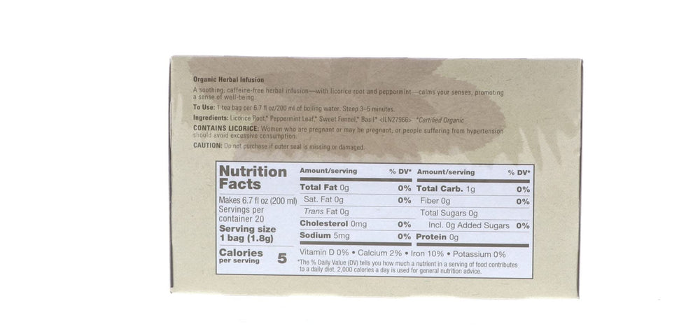 Aveda close-up of teabag texture and herbs highlighting quality and natural feel