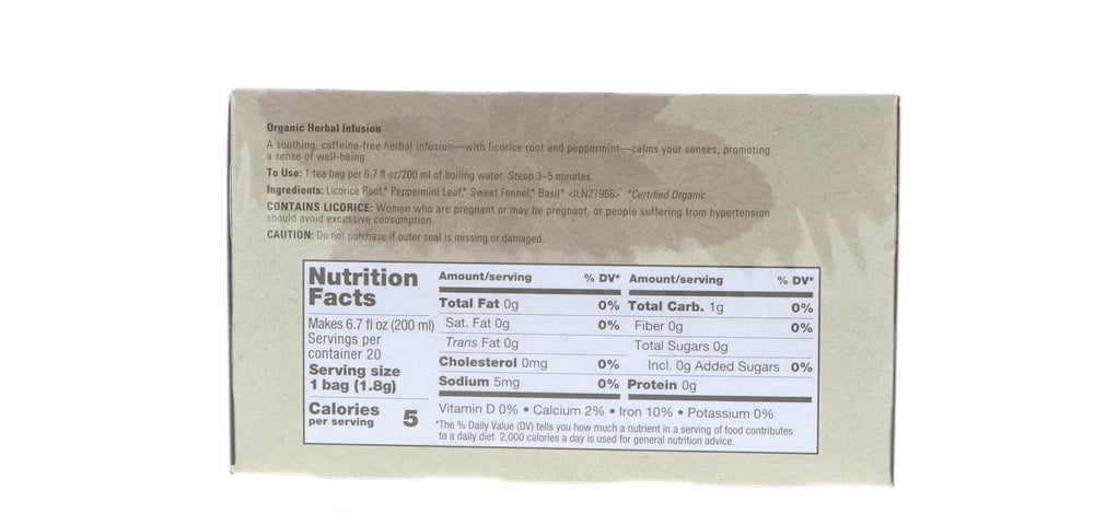 Aveda open box with 20 teabags visible for portioned convenience