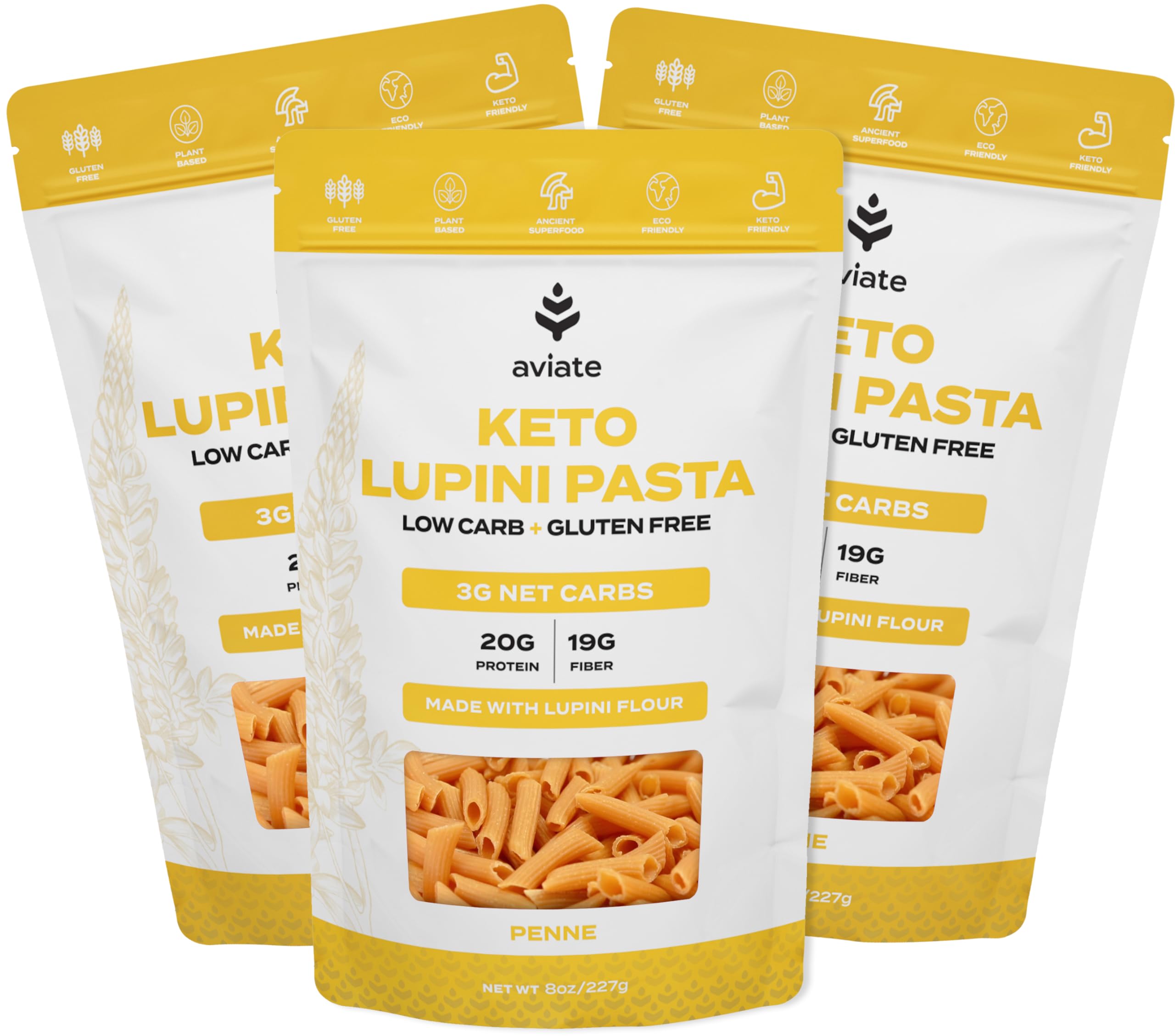 Aviate front packaging showing penne and nutrition benefits