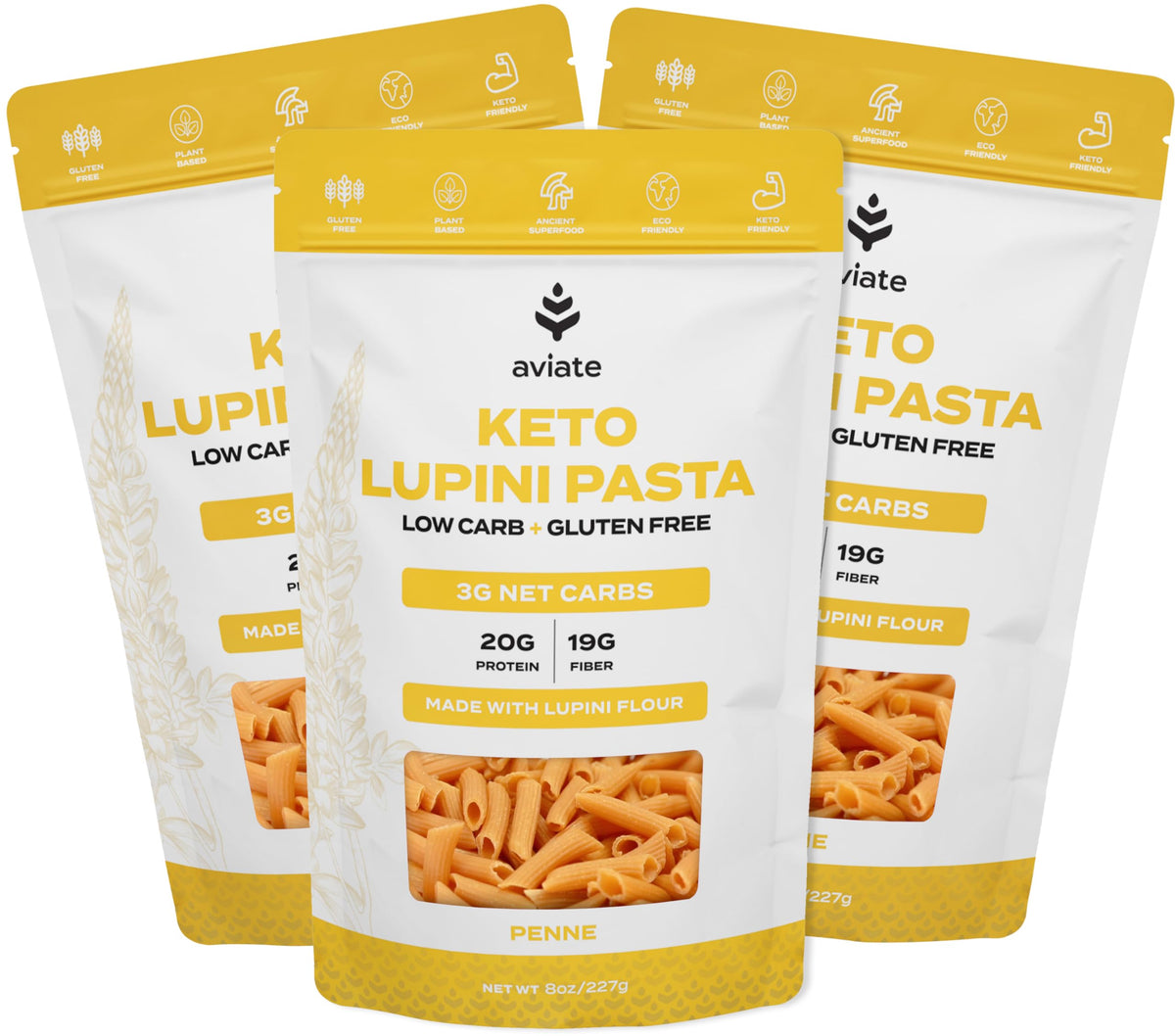 Aviate front packaging showing penne and nutrition benefits