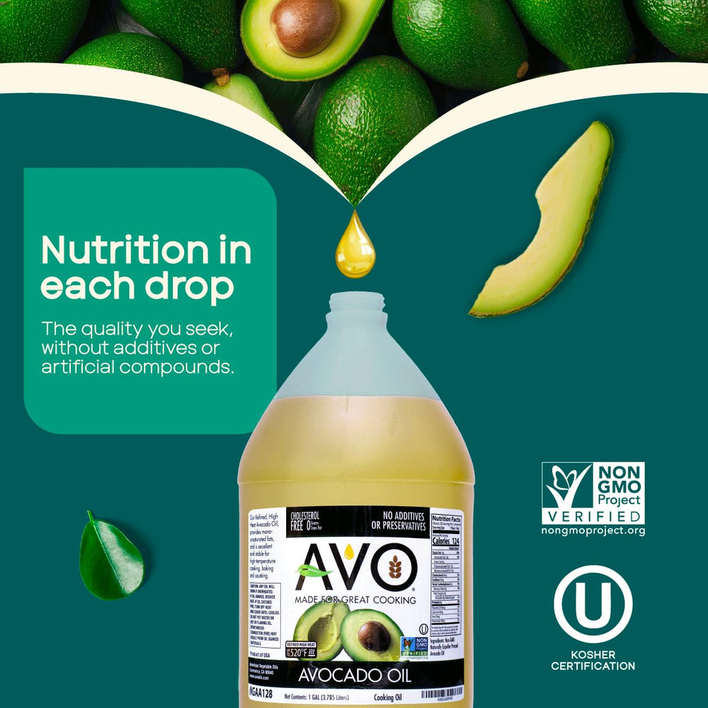 Spoonful of AVO oil texture demonstrating silky mouthfeel and easy mixing