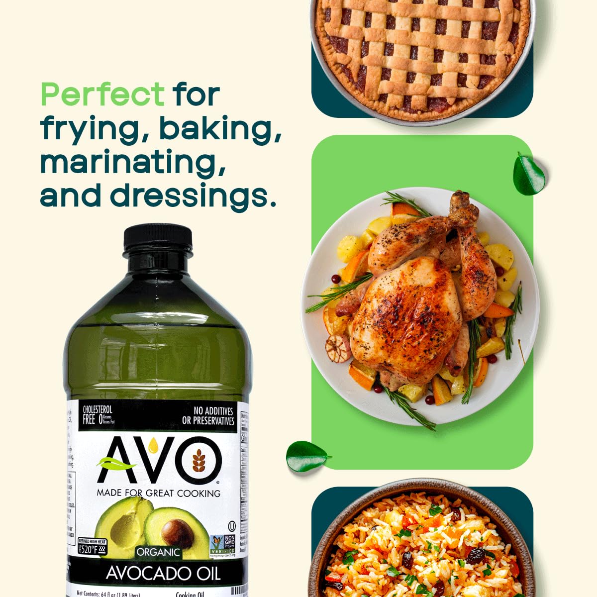 AVO next to other oils showing size and value for economical kitchens