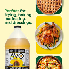 AVO oil pouring from jug demonstrating smooth flow for precise portioning during cooking