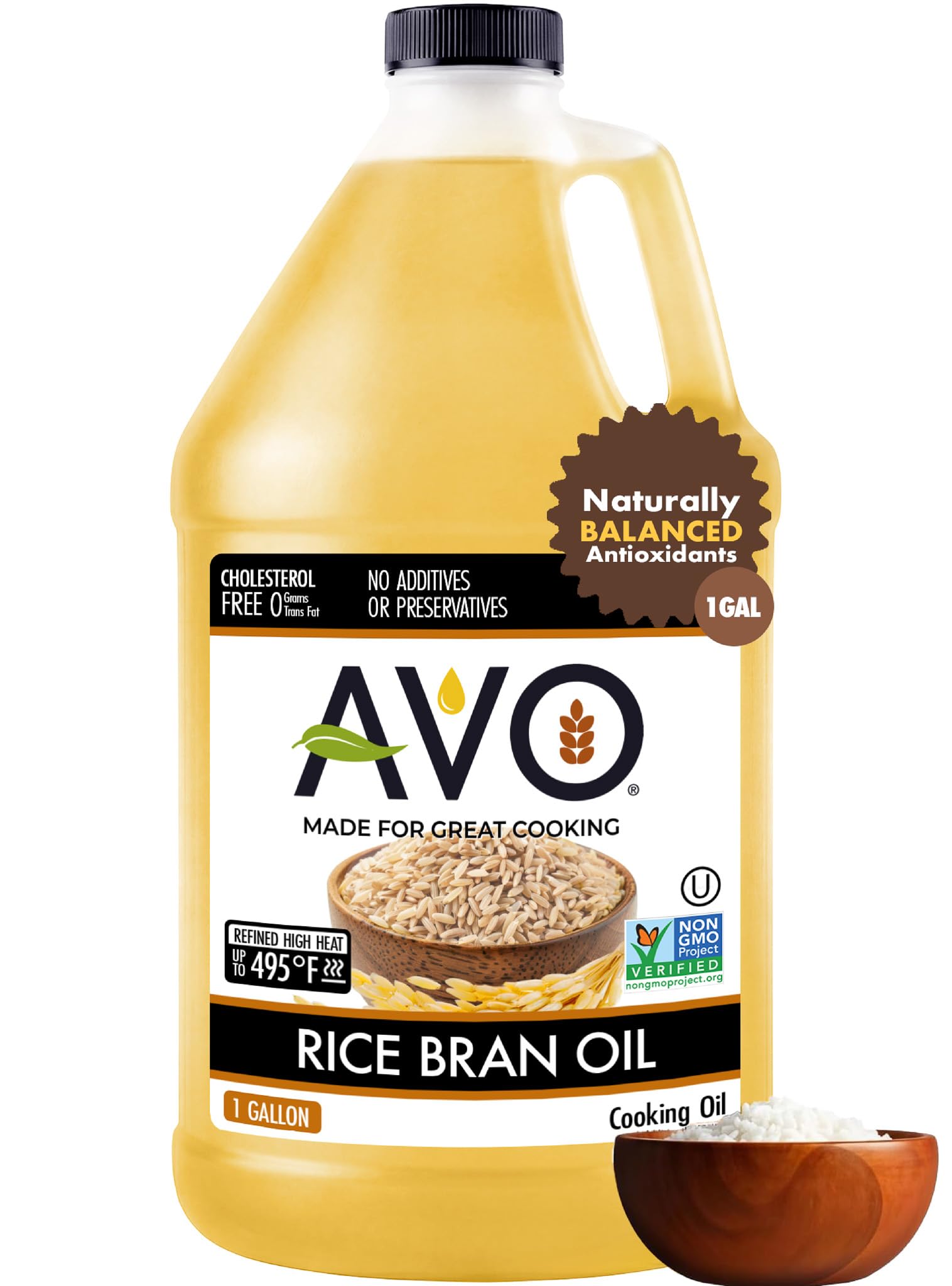 AVO front label on one-gallon jug showing brand and clear product identity