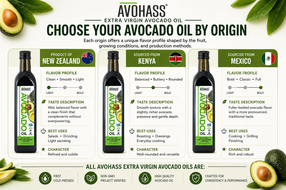 Avohass dark glass protecting oil from light for longer freshness