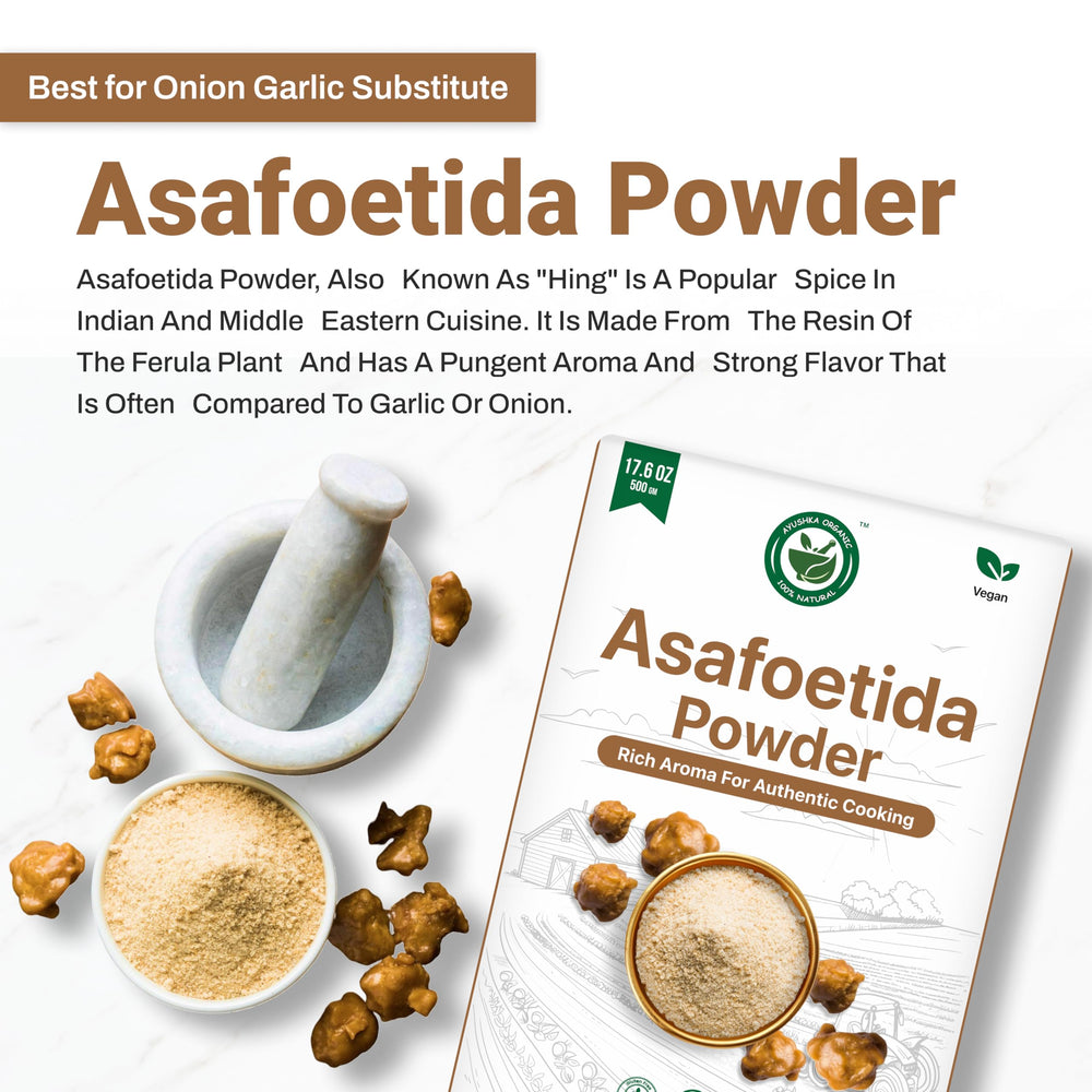 AYUSHKA ORGANIC label close-up emphasizes pure ingredients and no fillers