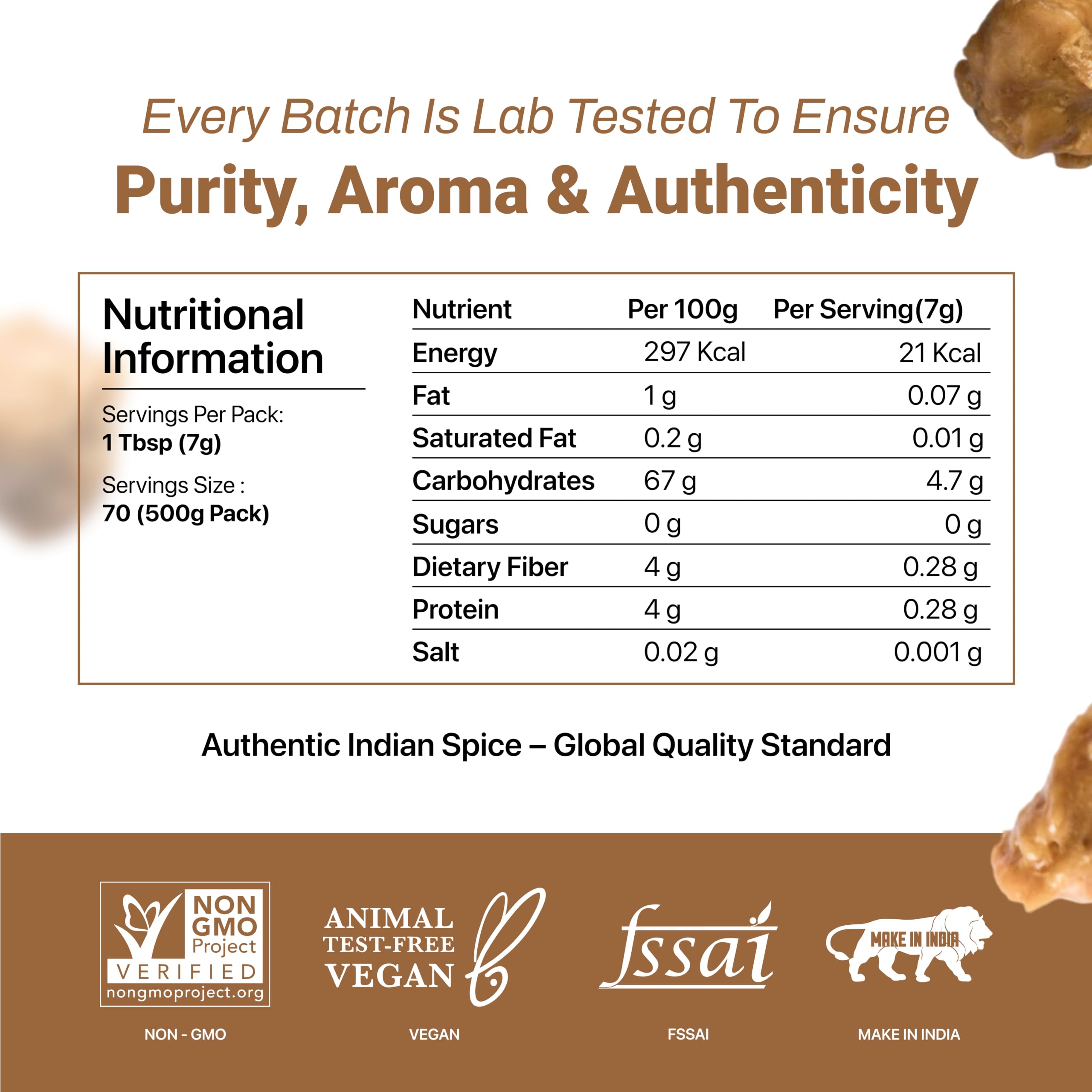 AYUSHKA ORGANIC jar beside common bottle shows compact pantry-friendly size