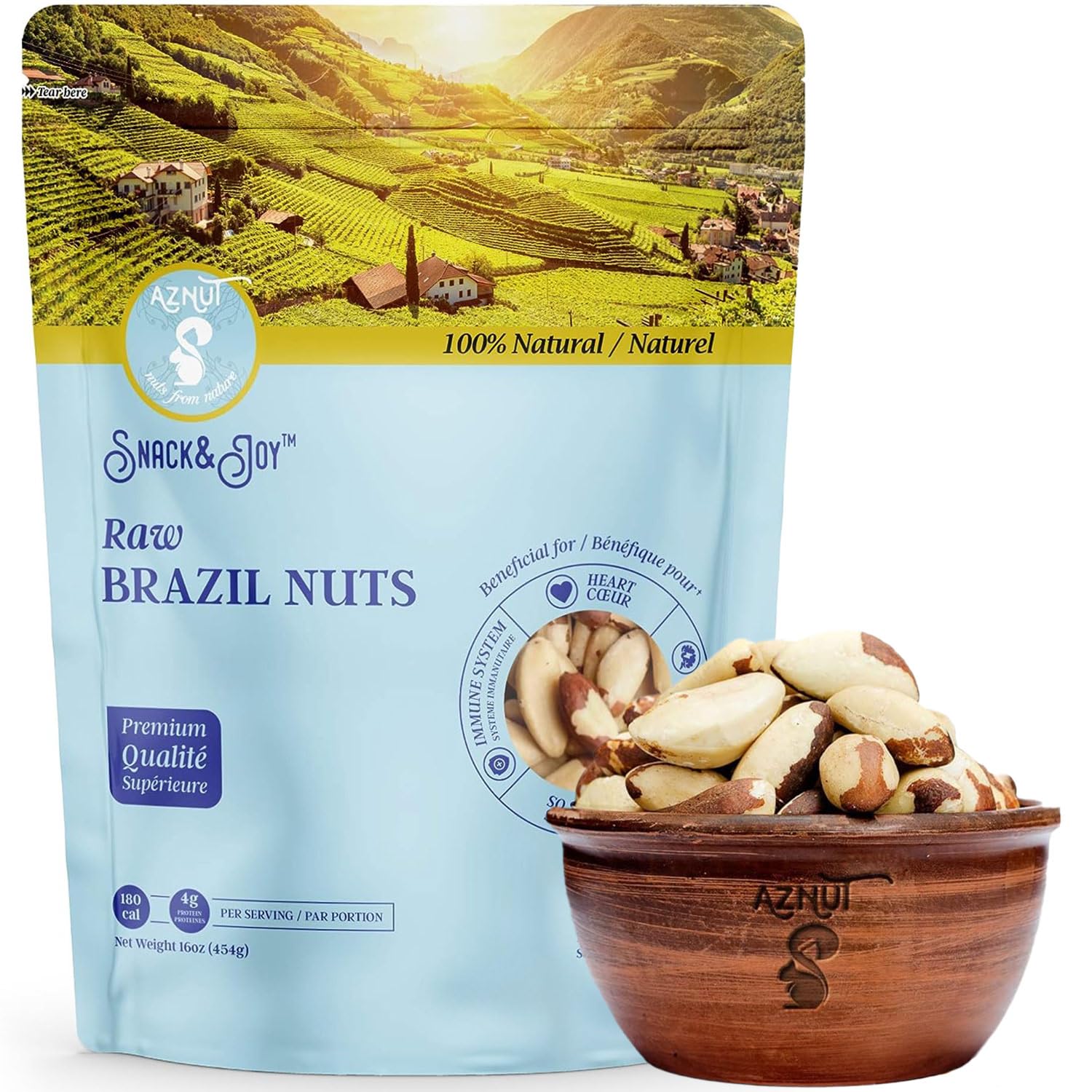 AZNUT Brazil nuts in kitchen setting with recipe ingredients, versatile use benefit