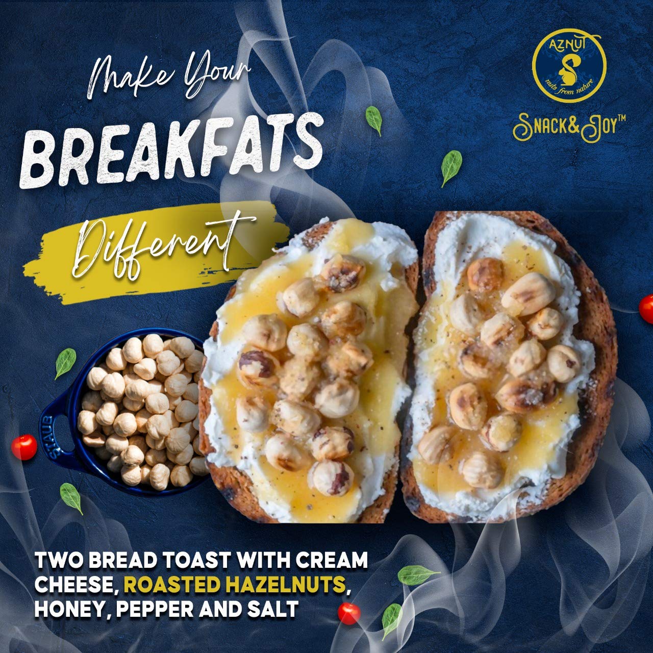 AZNUT chopped hazelnuts sprinkled over dough to enhance baking texture