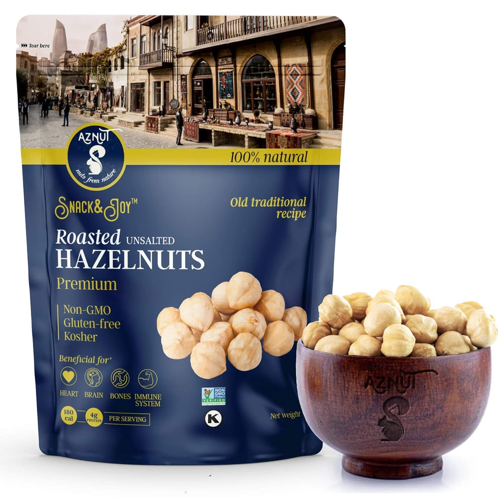 AZNUT front packaging 2.5 lb resealable bag showing brand and clean snack benefit