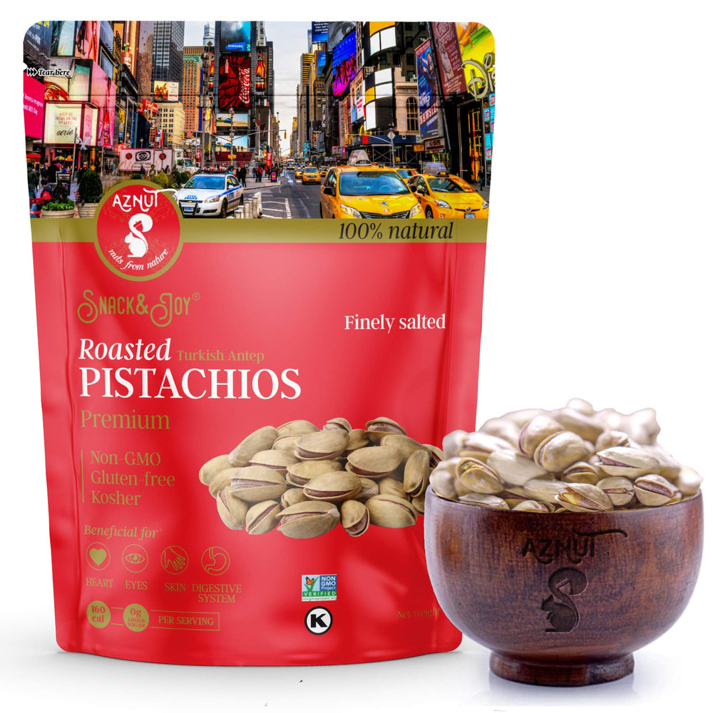 AZNUT front packaging showing two resealable 2.5 lb bags and product branding, ideal for bulk snacking