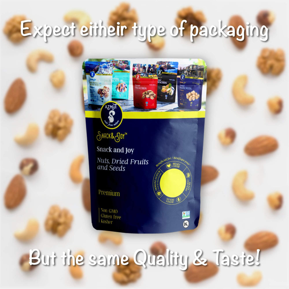 AZNUT hazelnuts beside measuring cup showing scale and portion guidance