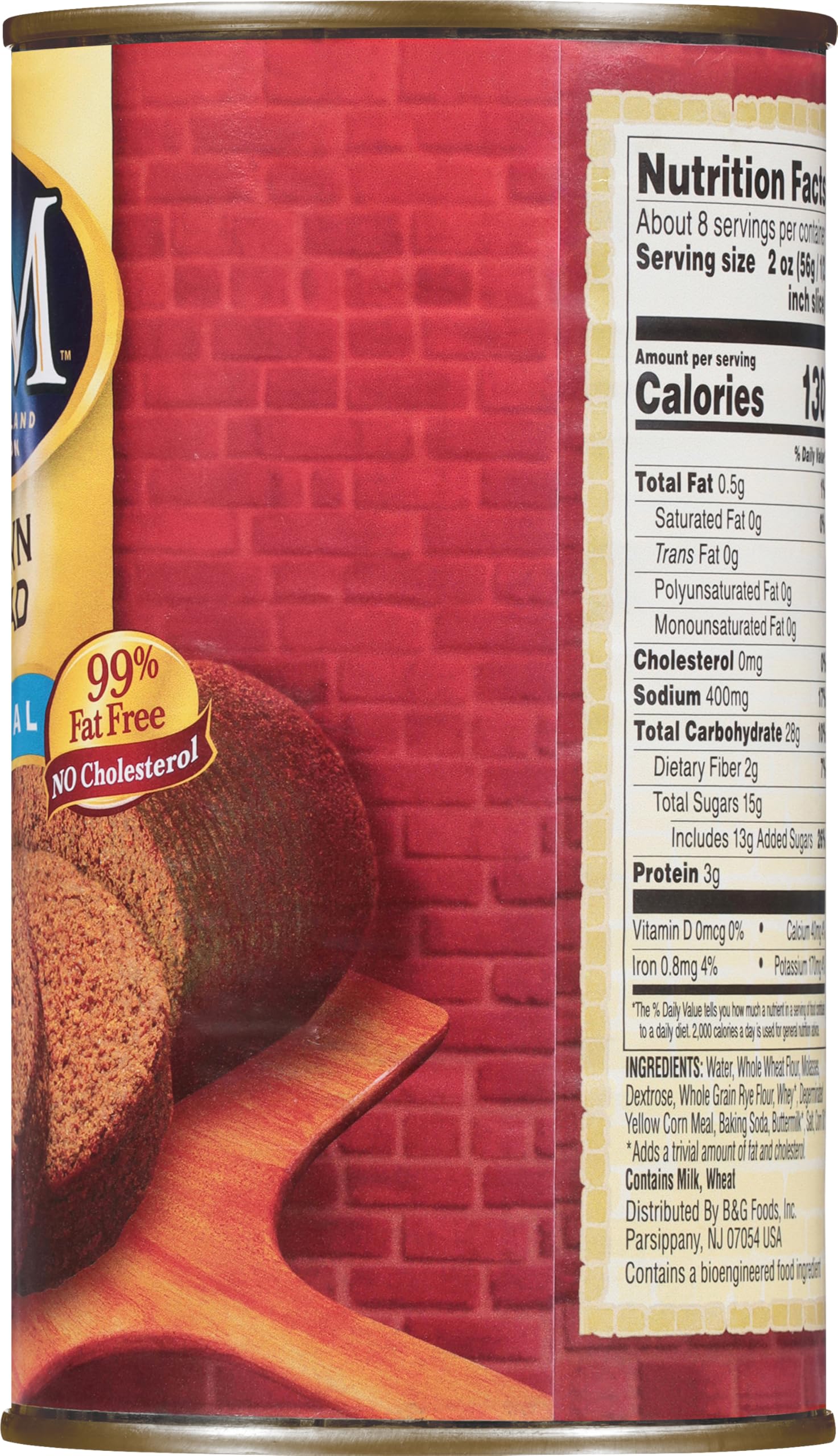 B&M product label and nutrition panel displaying ingredients and benefits