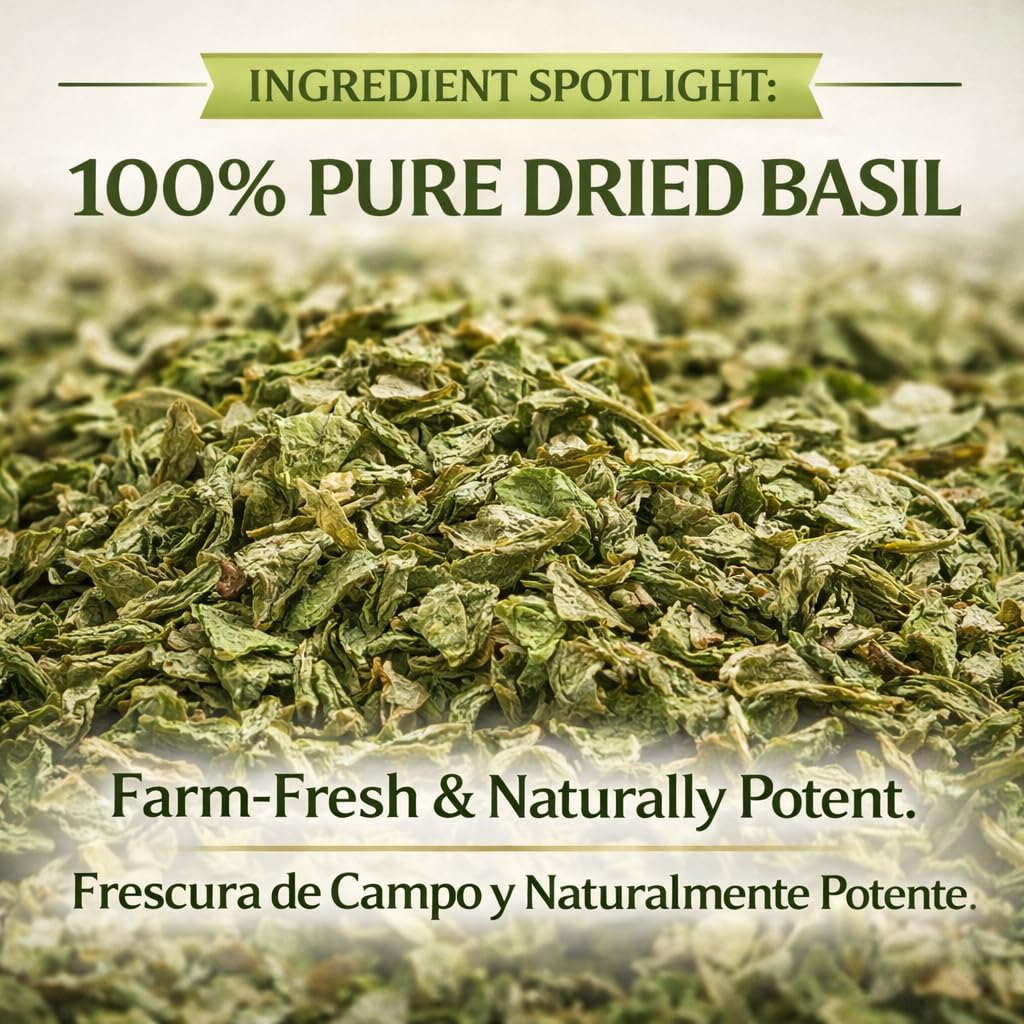 Cup of basil tea steeping with B-Experts leaves, illustrating aromatic herbal infusion benefit